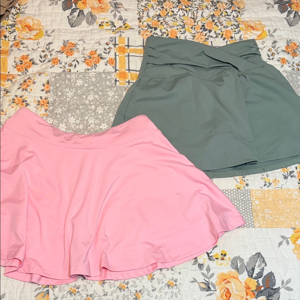 Unique Vintage Pink and Green Skater Skirts